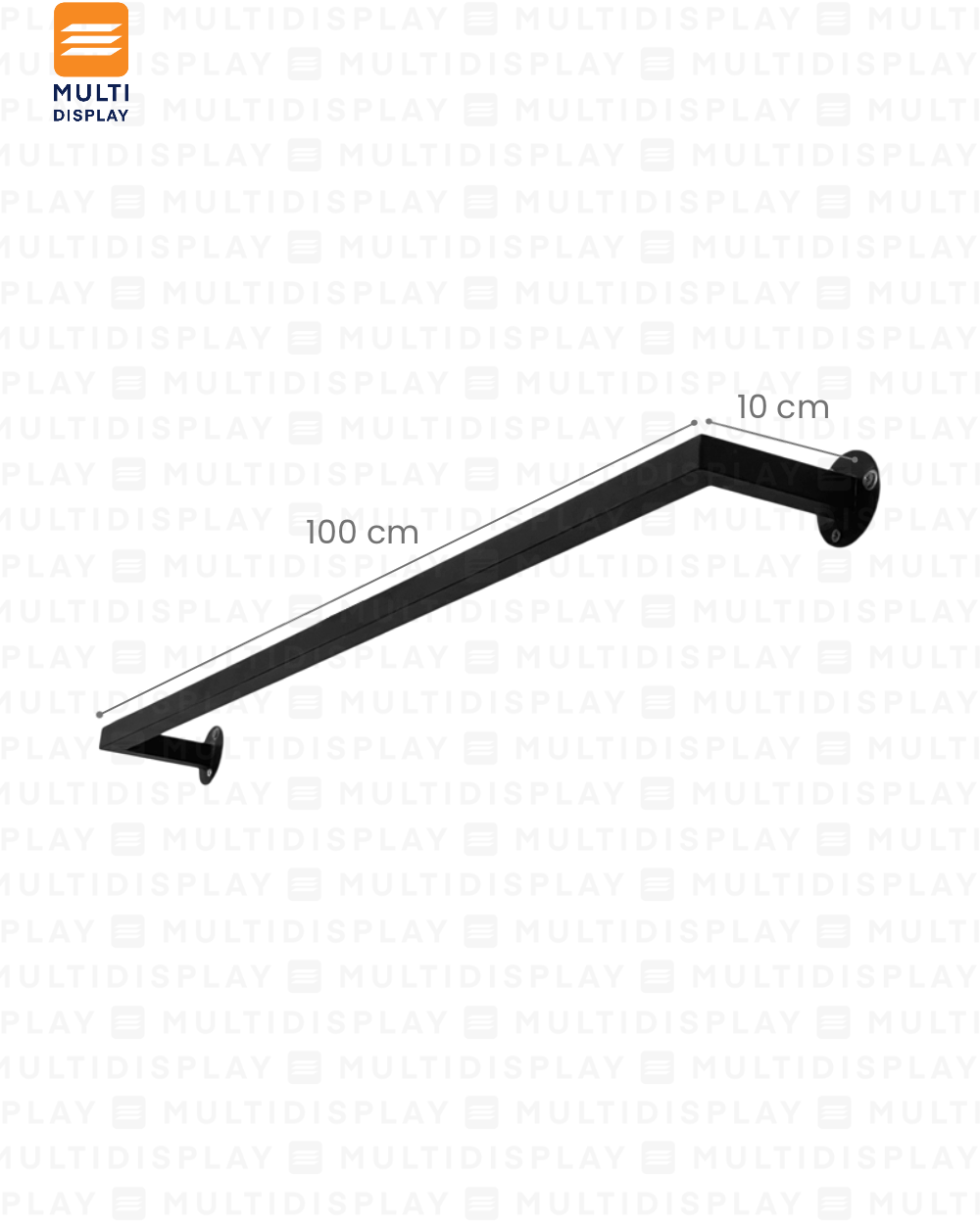 Barra metálica negra de 100cm para exhibición de ropa en pared, ideal para boutiques y tiendas de moda