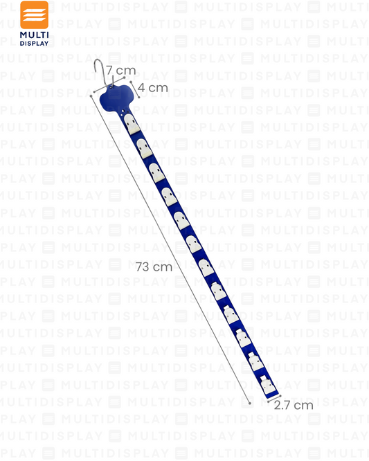 Tira de Impulso Plastico 12 Ganchos Plastico 73cm Azul