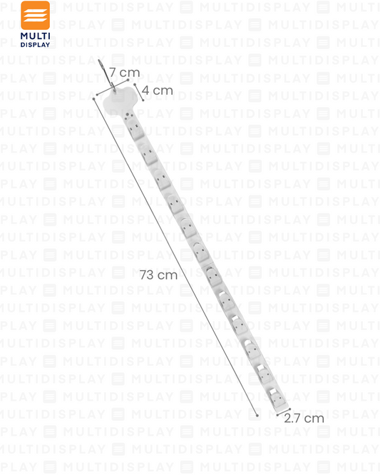 Tira de Impulso Plastico 12 Ganchos Plastico 73cm Blanco